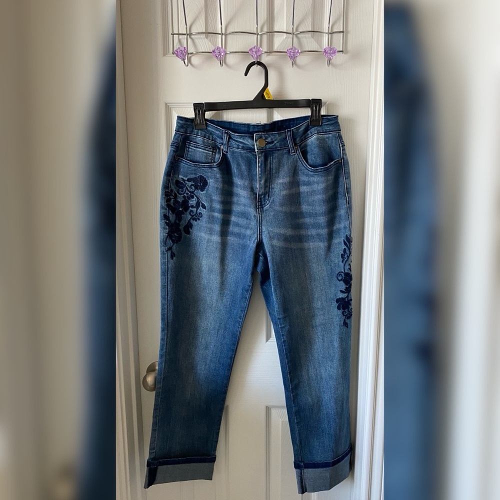Floral Print Blue Jeans